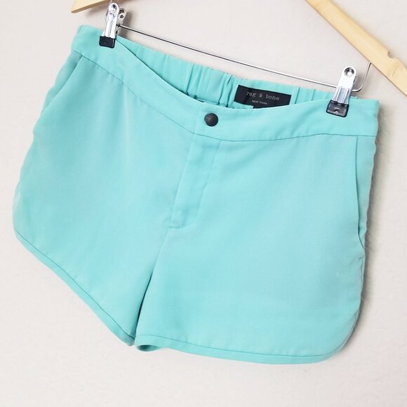 Rag & Bone Jess Short in Aqua Sky Blue Size 8 $255 USA Designer Flowy Curved Hem - Picture 16 of 16